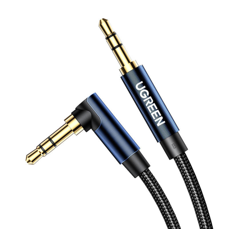 Kabel UGREEN 1,5m jack 3,5mm-jack 3,5mm kątowy (czarny)