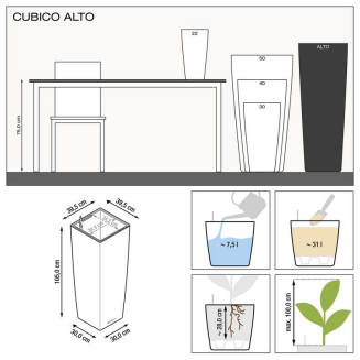  Lechuza Cubico Alto Premium 40 taupe gloss flowerpot - 5