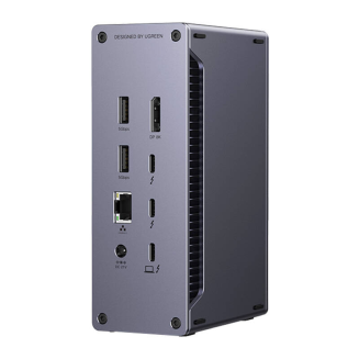 Stacja dokująca Ugreen U710, 2x Thunderbolt 4, DisplayPort 8K 30Hz, 4x USB, USB-C, RJ45, SD/TF, AUX, PD 90W (szara) - 2
