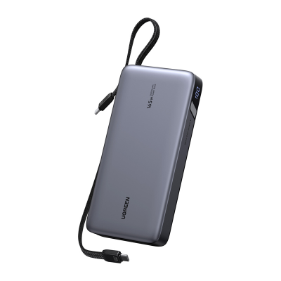  Powerbank 25000mAh Ugreen PB552, 165W, USB + USB-C, built-in cable (gray)