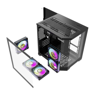 Obudowa komputerowa DARKFLASH FT350 + 5 wentylatorów ARGB (czarna) - 10