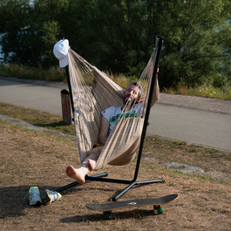 Fotel hamakowy ze stojakiem La Siesta Fiji Outdoor Almond Comfort - 5