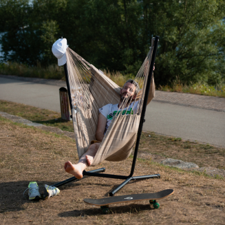 Fotel hamakowy ze stojakiem La Siesta Fiji Outdoor Almond Comfort - 5