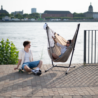 Fotel hamakowy ze stojakiem La Siesta Fiji Outdoor Almond Comfort - 4