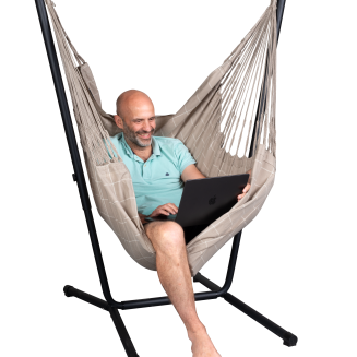 Fotel hamakowy ze stojakiem La Siesta Fiji Outdoor Almond Comfort - 2