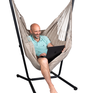 Fotel hamakowy ze stojakiem La Siesta Fiji Outdoor Almond Comfort - 2