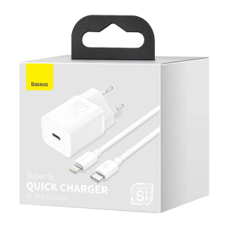 Ładowarka sieciowa Baseus Super Si Quick Charger 1C 20W z przewodem USB-C do Lightning 1m (biała) - 8