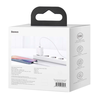 Ładowarka sieciowa Baseus Super Si Quick Charger 1C 20W z przewodem USB-C do Lightning 1m (biała) - 9