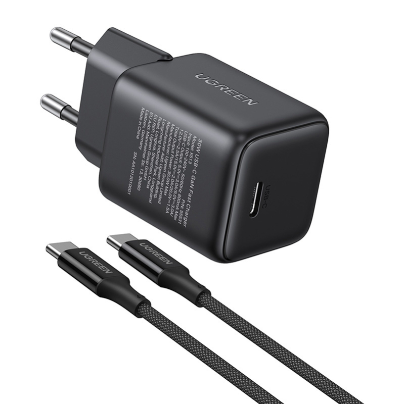 Ładowarka sieciowa Ugreen X513 GaN USB-C +KAB USB-C 1M (czarna)