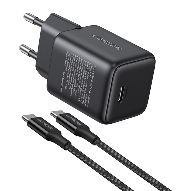 Ugreen X513 GaN USB-C +KAB USB-C 1M Wall Charger (Black)