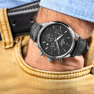 Zegarek Męski Giewont Chronograph Sapphire Czarno Srebrny GW6310-A2 - 3