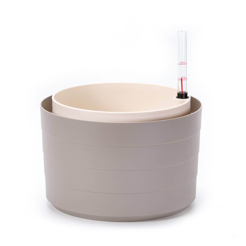 Donica samo-nawadniająca okrągła Urbalive Berberis jasnoszary 30 cm