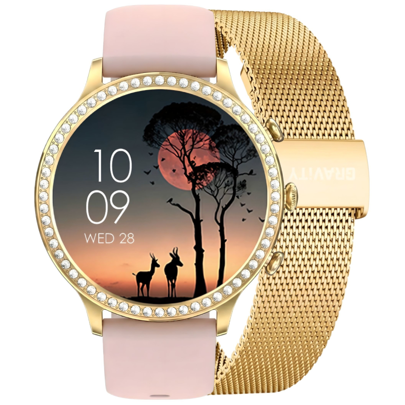 Smartwatch Gravity Złoty Pasek i Bransoleta GT5-3