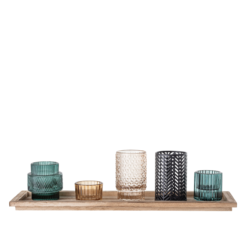 Zestaw 5 świeczników z tacą Bloomingville Sanga Blue | SZYBKA WYSYŁKA 24H | BESTSELLER