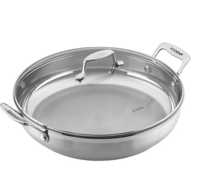 Patelnia stalowa Scanpan Impact 32 cm z pokrywą i dwoma uchwytami | JESIENNA PROMOCJA