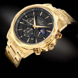 Zegarek Męski Giewont Chronograph Sapphire Złoto Czarny GW9460-B4 - 2