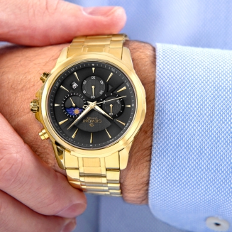 Zegarek Męski Giewont Chronograph Sapphire Złoto Czarny GW9460-B4 - 3