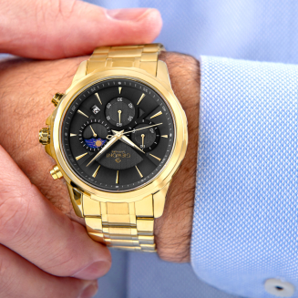 Zegarek Męski Giewont Chronograph Sapphire Złoto Czarny GW9460-B4 - 3