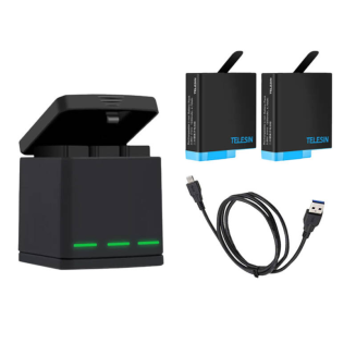 TELESIN Box 3-channel charger for GoPro Hero 5-8 +2 batteries - 4