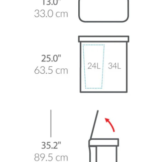 Kosz Simplehuman Sensor z czujnikiem ruchu i głosu 34 + 24 l stalowy - 6