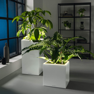Donica Lechuza Canto Premium 40 LED kostka srebrny metallic - 7