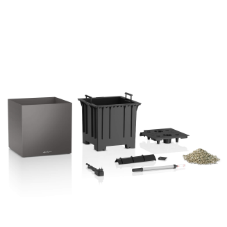 Donica Lechuza Canto Premium 40 LED kostka srebrny metallic - 10