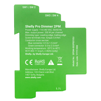 2-kanałowy ściemniacz na szynę DIN Shelly Pro Dimmer 2 WiFi/Bluetooth - 3