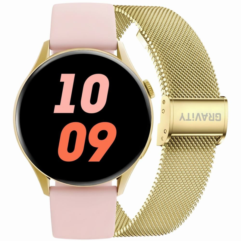 Smartwatch Gravity Złoty Pasek + Bransoleta GT11-3