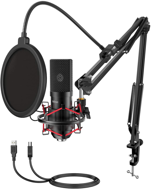 Fifine T732 Condenser Microphone with Stand (Black)