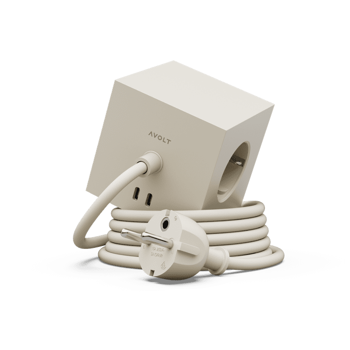 Listwa zasilająca Avolt Square 1 z podwójnym USB-C 30 W i magnetyczną podstawą 1.8 m beżowa