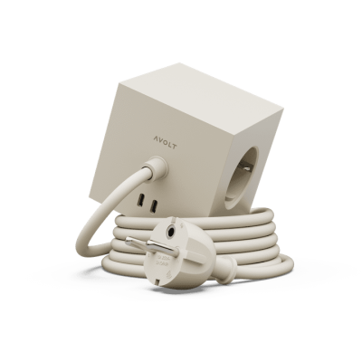 Listwa zasilająca Avolt Square 1 z podwójnym USB-C 30 W i magnetyczną podstawą 1.8 m beżowa