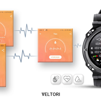 Smartwatch VELTORI VT130-1 Czarny Pasek Silikonowy - 14