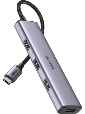 Hub UGREEN CM473 4w1 USB-C 4x USB 3.0 (szary)