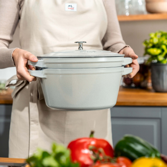 Zestaw 2 naczyń żeliwnych z pokrywą Staub biała trufla - 7