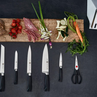 Zestaw 5 noży w bloku samoostrzącym z nożycami Four Star White - 8