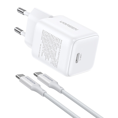 Ładowarka sieciowa Ugreen X513 GaN USB-C +KAB USB-C 1M (biała)