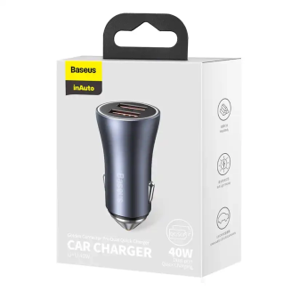 Ładowarka samochodowa Baseus Golden Contactor Pro, 2x USB, 40W (szara) - 6