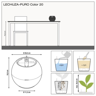  Lechuza Puro Color 20 slate gray flowerpot - 4