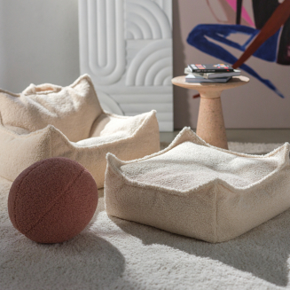  Wigiwama Square Ottoman Cream White Children's Pouf - 4