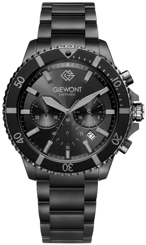 Zegarek Męski Giewont Chronograph Sapphire Czarno Tytanowy GW3970-B1