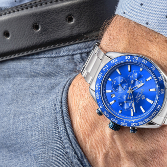 Zegarek Męski Giewont Chronograph Sapphire Srebrno Niebieski GW9580-B3 - 4