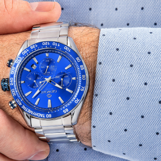 Zegarek Męski Giewont Chronograph Sapphire Srebrno Niebieski GW9580-B3 - 5