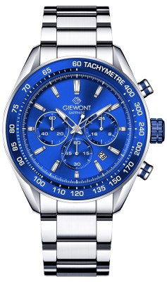 Zegarek Męski Giewont Chronograph Sapphire Srebrno Niebieski GW9580-B3