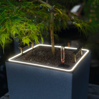 Donica Lechuza Canto Stone 40 LED kostka grafitowy czarny - 2