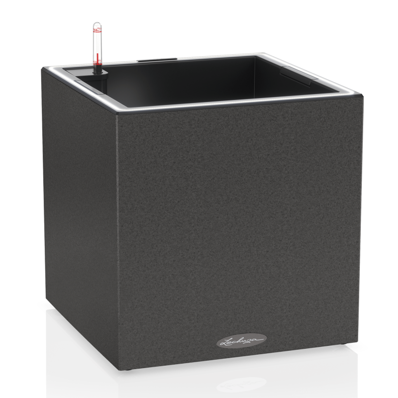 Lechuza Canto Stone 40 LED cube flowerpot graphite black