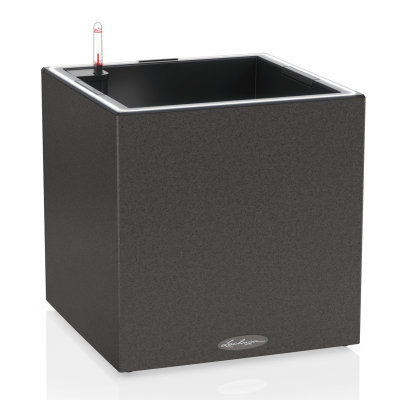 Donica Lechuza Canto Stone 40 LED kostka grafitowy czarny