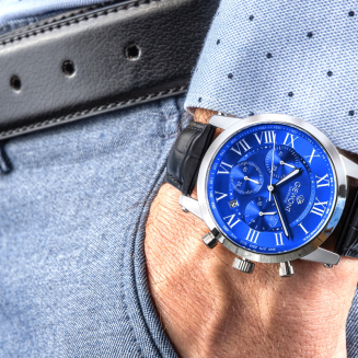 Zegarek Męski Giewont Chronograph Sapphire Srebrno Niebieski GW6260-A4 - 4