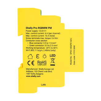 Sterownik LED SHELLY RGBWW Pro Wi-Fi 5-kanałowy DIN - 3