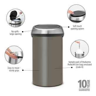 Kosz Brabantia Touch Bin 60 l Platinum - 4
