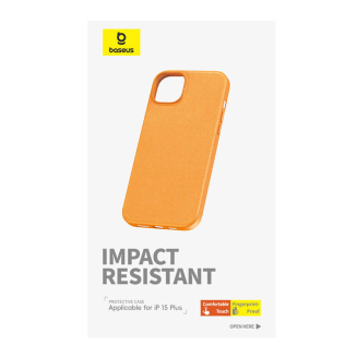 Etui BASEUS Fauxther Series iPhone 15 Plus (pomarańczowe) - 3